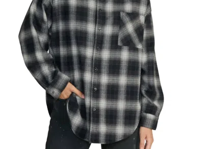 Nsf Linder Shirt In Grey Plaid In Black