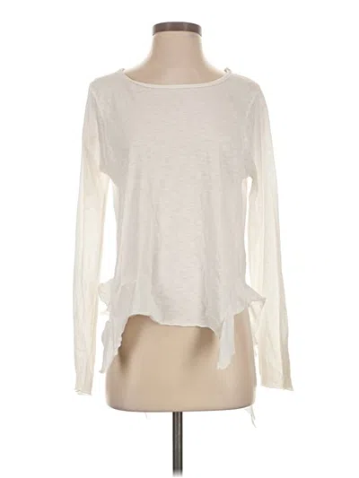 Pre-owned Nsf Long Sleeve Top Ivory Solid Pattern Boatneck Tops