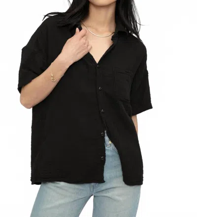 Nsf Marks Short Sleeve Button Up Shirt In Black