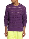 Nsf Men's Open-knit Fitted Sweater In Purple