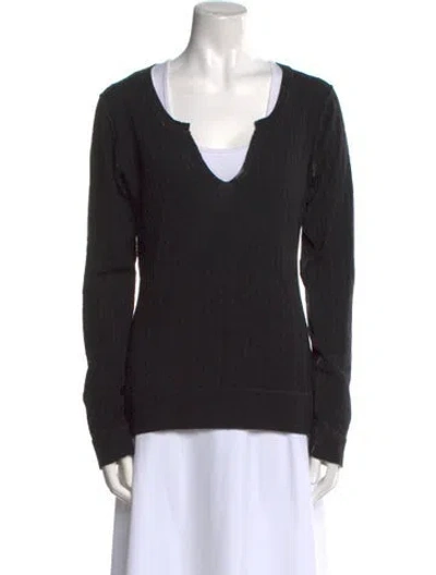 Pre-owned Nsf Merino Wool V-neck Sweater In Black