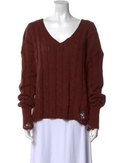 Pre-owned Nsf Merino Wool V-neck Sweater In Brown
