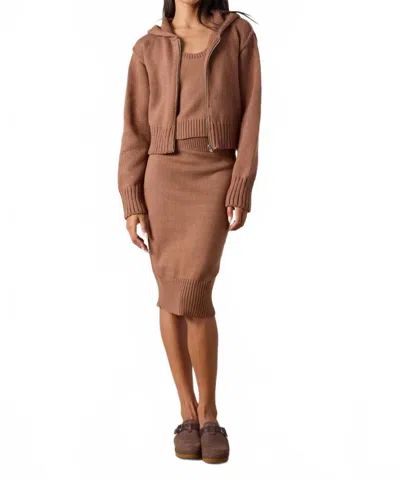 Nsf Mills Shrunken Cotton Zip Hoodie Sweater In Brown