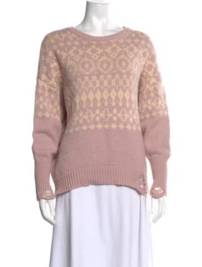 Pre-owned Nsf Patterned Crew Neck Sweater In Pink