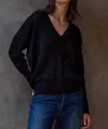 Nsf Pheobe Crochet V Neck Sweater In Black In Black