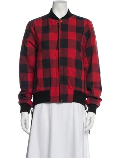 Pre-owned Nsf Plaid Print Bomber Jacket In Red
