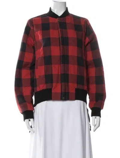Pre-owned Nsf Plaid Print Bomber Jacket In Red