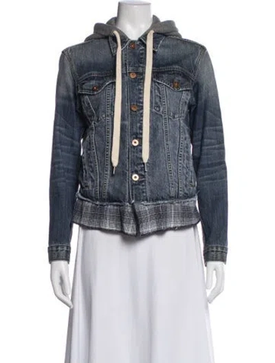 Pre-owned Nsf Plaid Print Denim Jacket In Blue