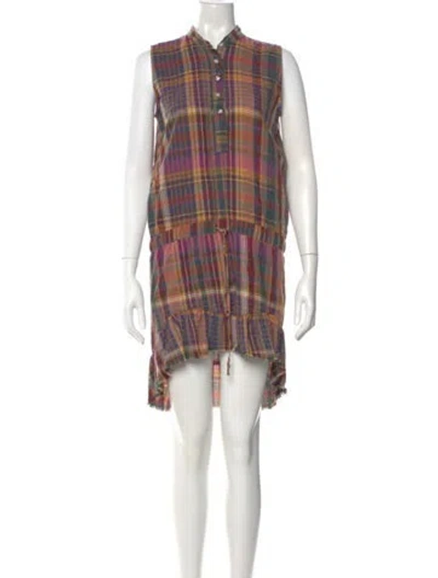 Pre-owned Nsf Plaid Print Knee-length Dress In Purple