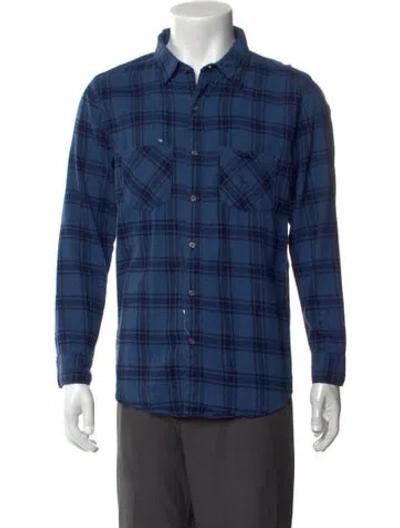 Pre-owned Nsf Plaid Print Long Sleeve Shirt In Blue