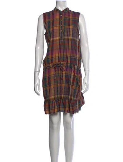 Pre-owned Nsf Plaid Print Mini Dress In Burgundy