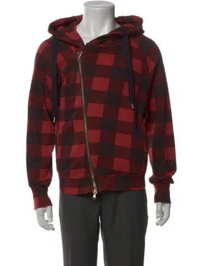Pre-owned Nsf Plaid Print V-neck Hoodie In Multi