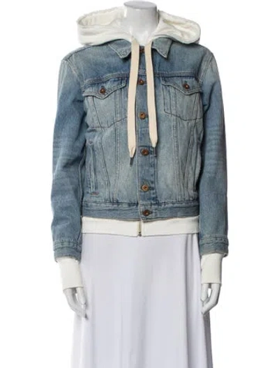 Pre-owned Nsf Printed Denim Jacket In Blue