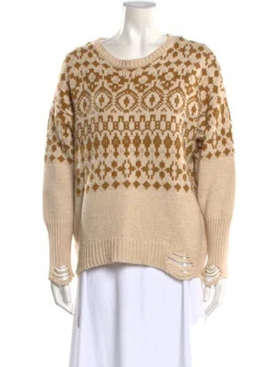 Pre-owned Nsf Printed Scoop Neck Sweater In Neutral