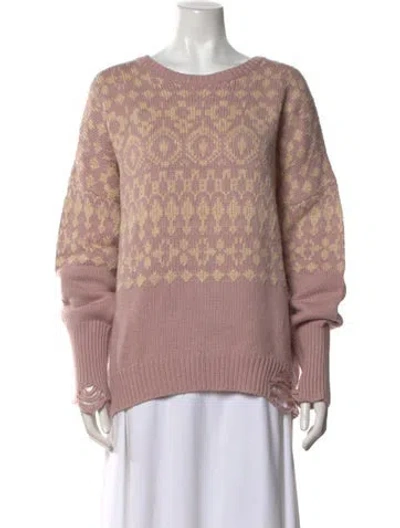 Pre-owned Nsf Printed Scoop Neck Sweater In Purple