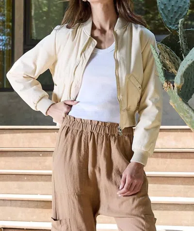 Nsf Reyes Shrunken Quilted Canvas Bomber Jacket In Ivory In Animal Print