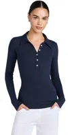 Nsf Rory Long Sleeve Fitted Polo Navy In Navy