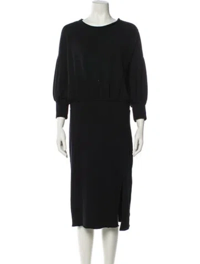 Pre-owned Nsf Scoop Neck Midi Length Dress In Blue