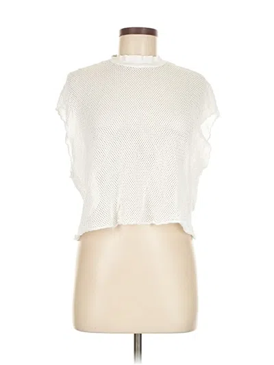 Pre-owned Nsf Short Sleeve Top White Mock Neckline Tops
