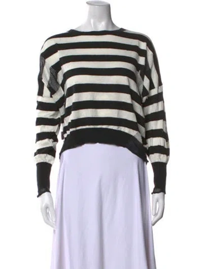 Pre-owned Nsf Striped Crew Neck Sweater In White
