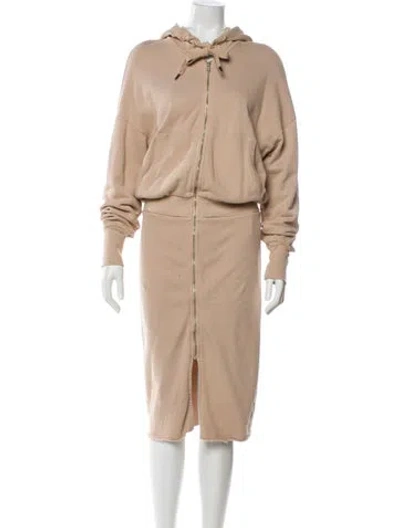 Pre-owned Nsf Tie Neck Midi Length Dress In Neutral
