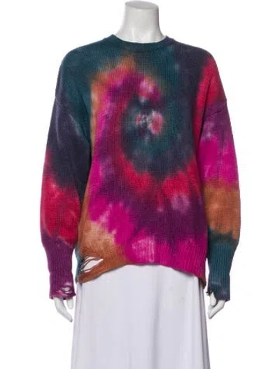 Pre-owned Nsf Tie-dye Print Crew Neck Sweater In Purple