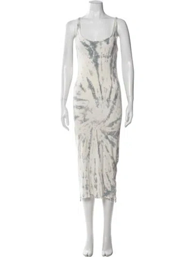 Pre-owned Nsf Tie-dye Print Midi Length Dress In White