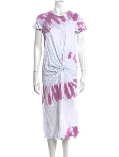 Pre-owned Nsf Tie-dye Print Midi Length Dress In White