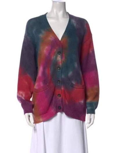 Pre-owned Nsf Tie-dye Print V-neck Sweater In Pink