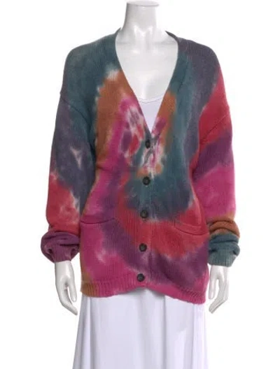 Pre-owned Nsf Tie-dye Print V-neck Sweater In Pink