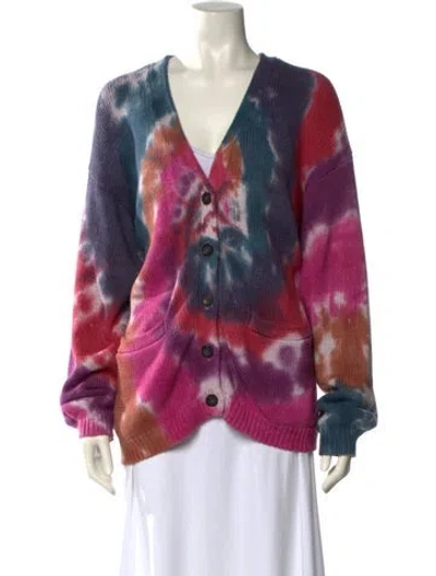 Pre-owned Nsf Tie-dye Print V-neck Sweater In Purple