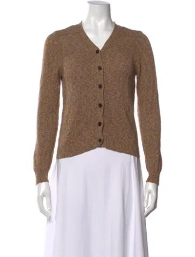 Pre-owned Nsf Tweed Pattern V-neck Sweater In Neutrals