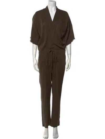 Pre-owned Nsf V-neck Jumpsuit In Brown
