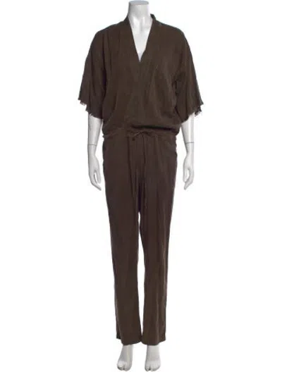 Pre-owned Nsf V-neck Jumpsuit In Brown