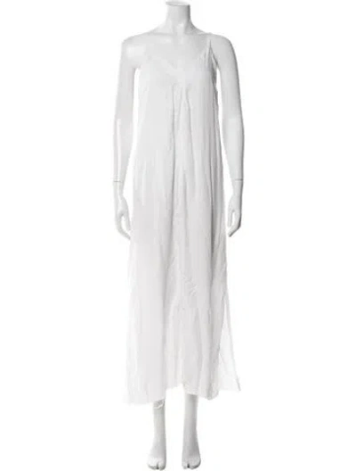 Pre-owned Nsf V-neck Long Dress In White
