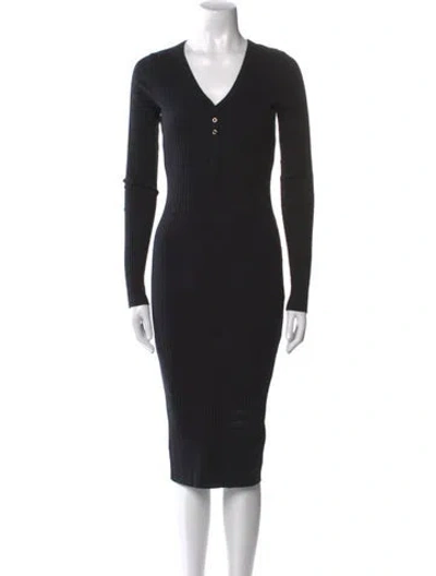Pre-owned Nsf V-neck Midi Length Dress In Black