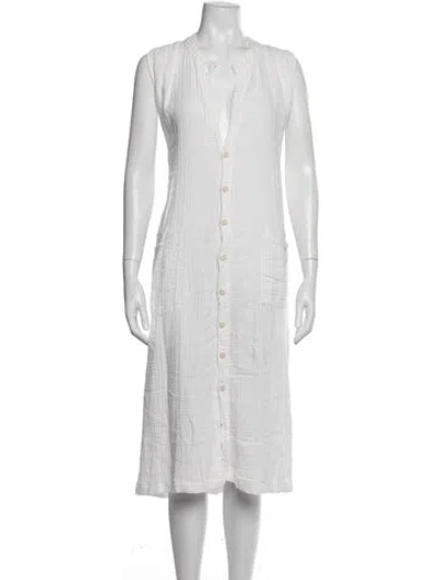Pre-owned Nsf V-neck Midi Length Dress In White