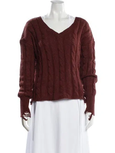 Pre-owned Nsf V-neck Sweater In Burgundy