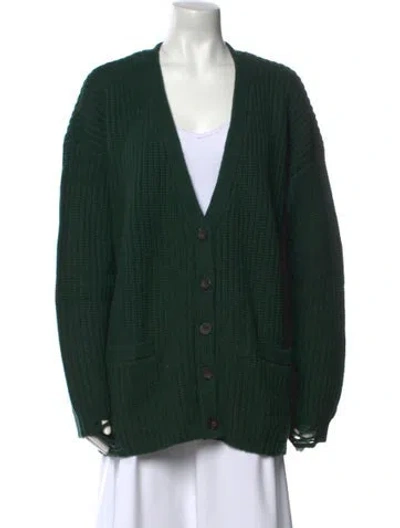 Pre-owned Nsf Wool V-neck Sweater In Green