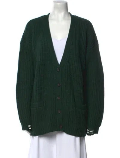 Pre-owned Nsf Wool V-neck Sweater In Green