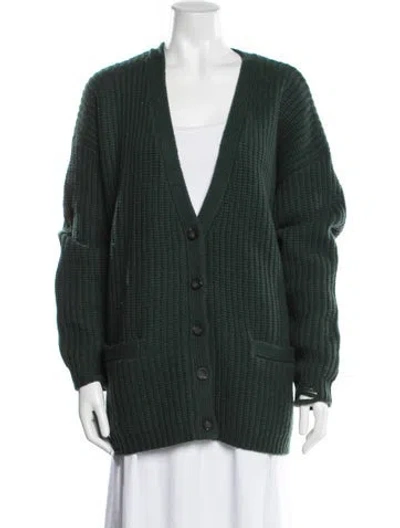 Pre-owned Nsf Wool V-neck Sweater In Green