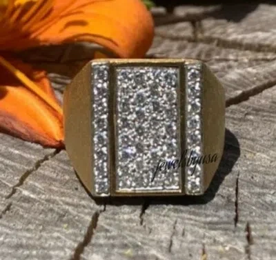 Pre-owned Nsg 1.14ct Tester Passing Moissanite Mens Statement Pinky Charm Ring Real 925 Silver In White