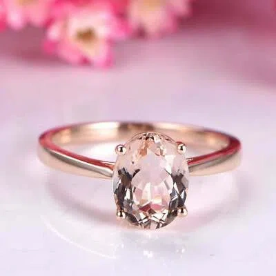 Pre-owned Nsg 2 Ct Morganite Simulated Womens Solitaire Wedding Ring 14k Rose Gold Over Silver In Pink