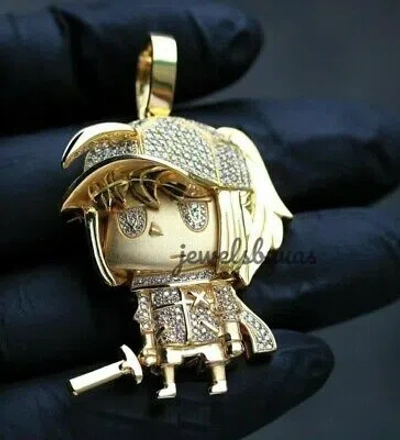 Pre-owned Nsg 2.25 Ct D/vvs Genuine Moissanite Men's Mini Doll Shape Pendant 925 Silver In White