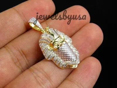 Pre-owned Nsg 2.5 Ct D/vvs Genuine Moissanite Men's Egyptian Pharaoh Pendant 925 Silver In White