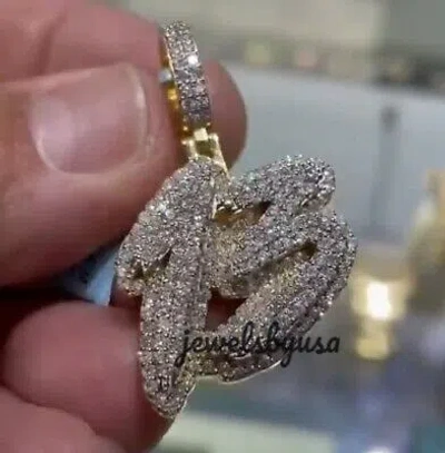 Pre-owned Nsg 2.5 Ct Genuine D/vvs Moissanite Custom "13" Mini Charm Men's Pendant 925 Silver In White