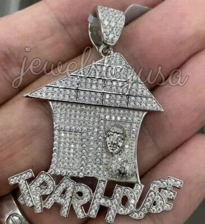 Pre-owned Nsg 2.5 Ct Genuine D/vvs Moissanite Men's Mini Trap House Charm Pendant 925 Silver In White