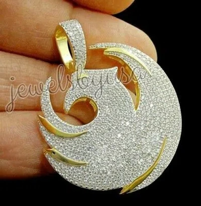 Pre-owned Nsg 2.50 Ct Men's Flying Eagle Tester Passing Moissanite Charm Pendant 925 Silver In White