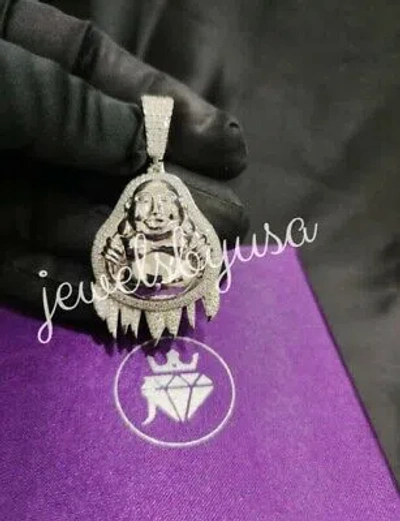 Pre-owned Nsg 2.75 Ct Men's 100% Tester Passing Moissanite Religious Buddha Pendant 925 Silver In White