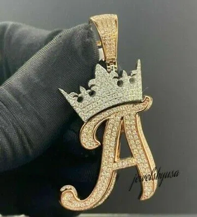 Pre-owned Nsg 2ct Genuine Moissanite Customized Any Initial A To Z Charm Pendant 925 Silver In White